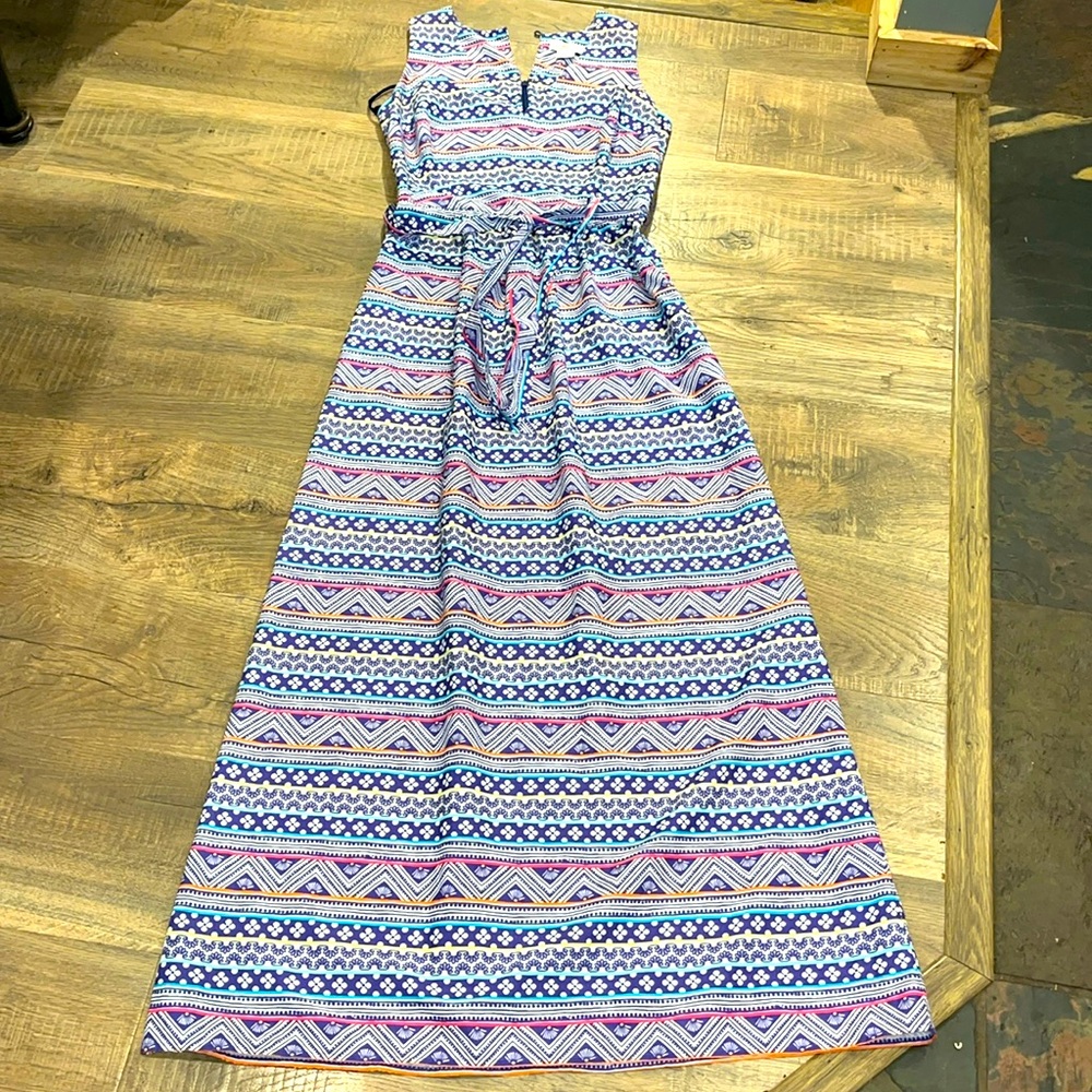VINEYARD VINES Surplice Colorful Geometric Striped Maxi V Neck Sun Dress Small 0